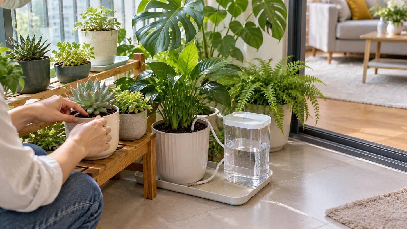 按植物类型检查盆土并安排安全补水