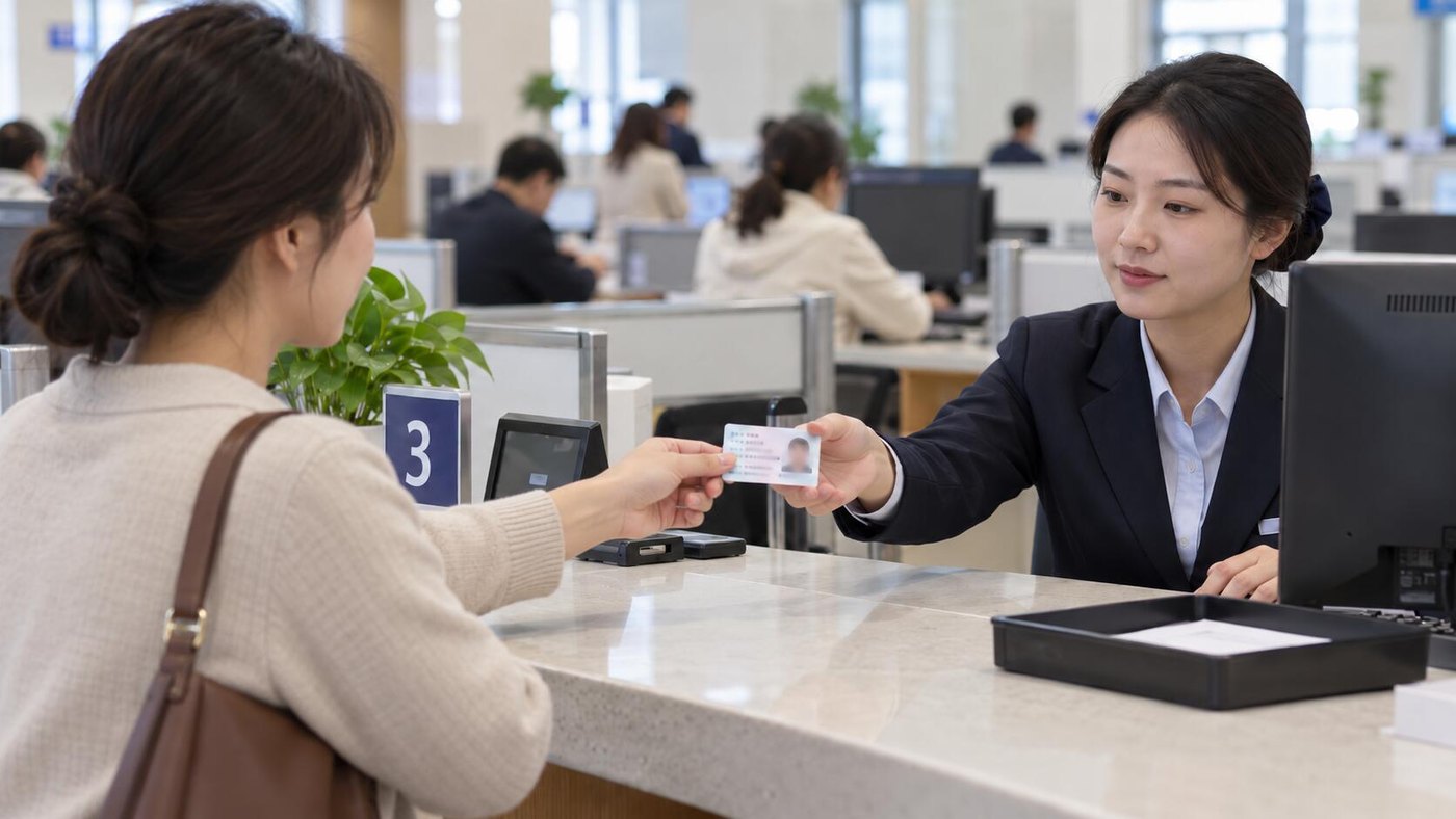 居民在政务服务窗口办理身份证换领